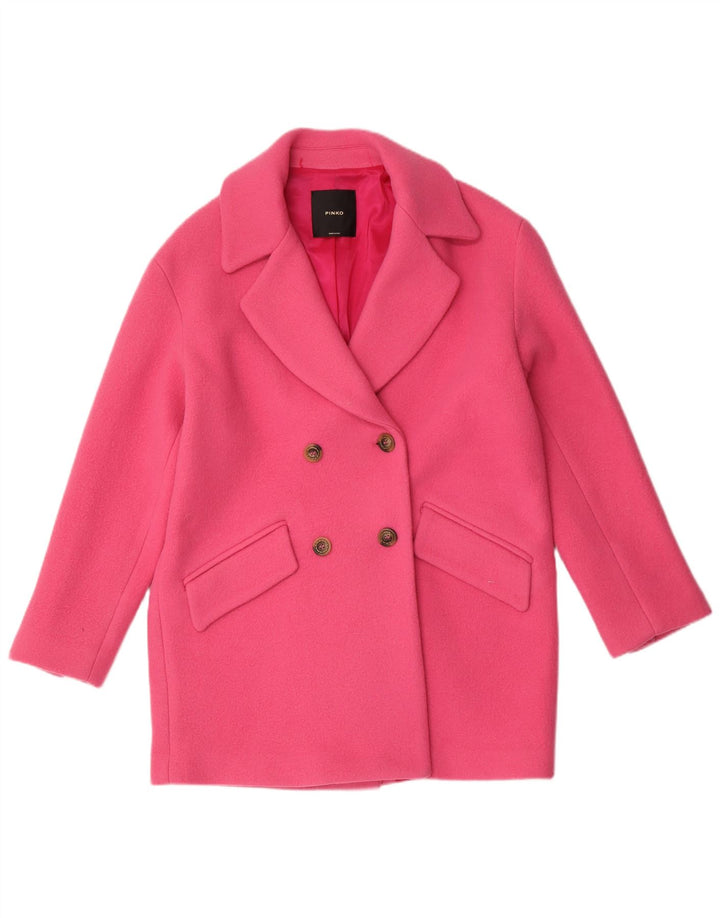 Pinko Damen Übergroßer zweireihiger Mantel UK 6 XS Rosa Wolle