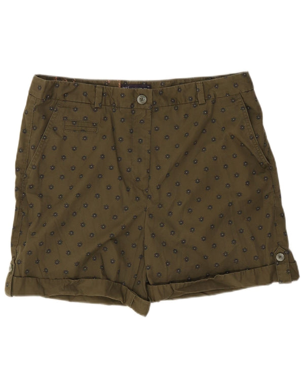 Marks & Spencer Damen Chinoshorts UK 14 Large W34 Khaki Floral Cotton