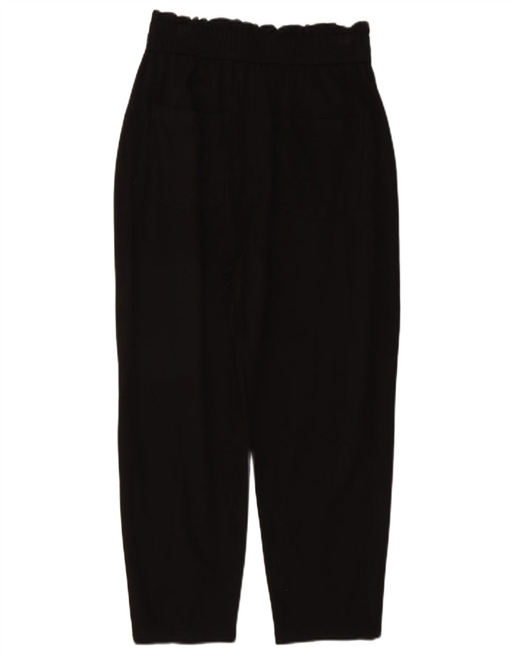Zara Damen-Hose mit Pegged, kurz geschnitten, mittelgroß, W28, L23, schwarze Viskose