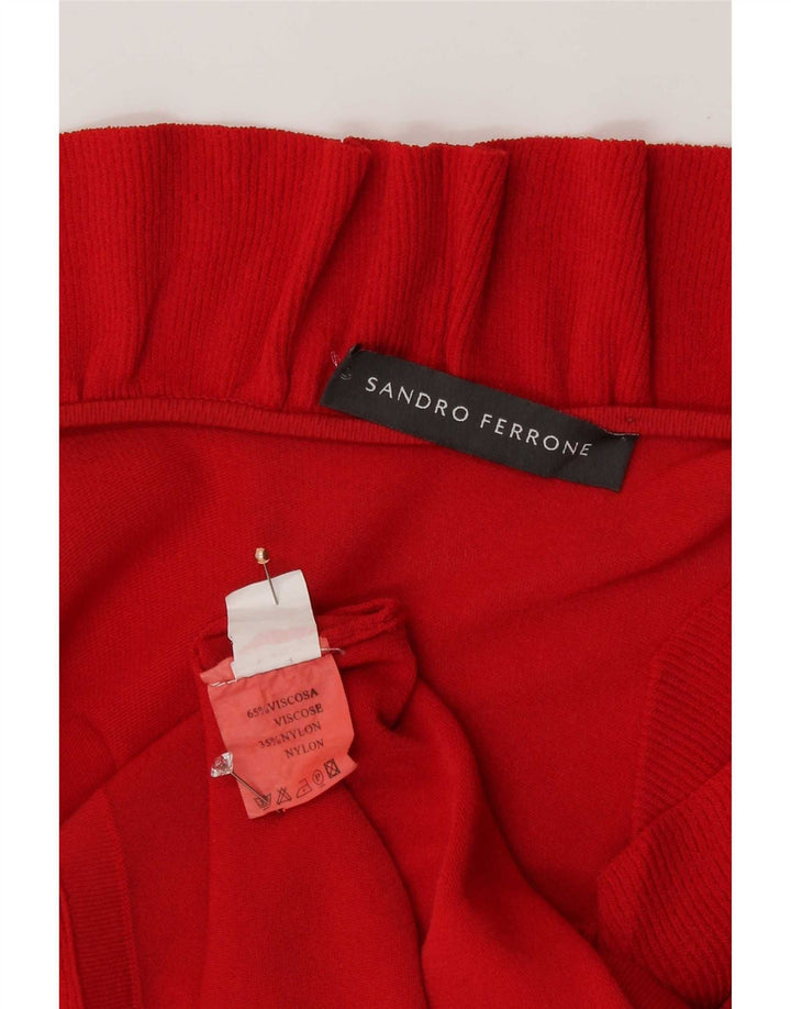 Sandro Ferrone Damen-Blusenoberteil mit Rüschen vorne UK 12 Mittelrote Viskose