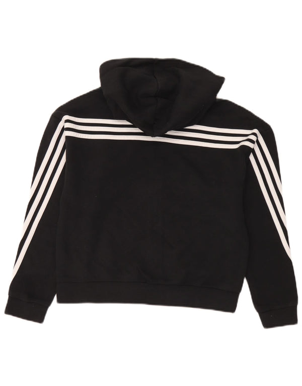 Adidas Jungen-Kapuzenpullover mit Reißverschluss, 11–12 Jahre, schwarze Baumwolle