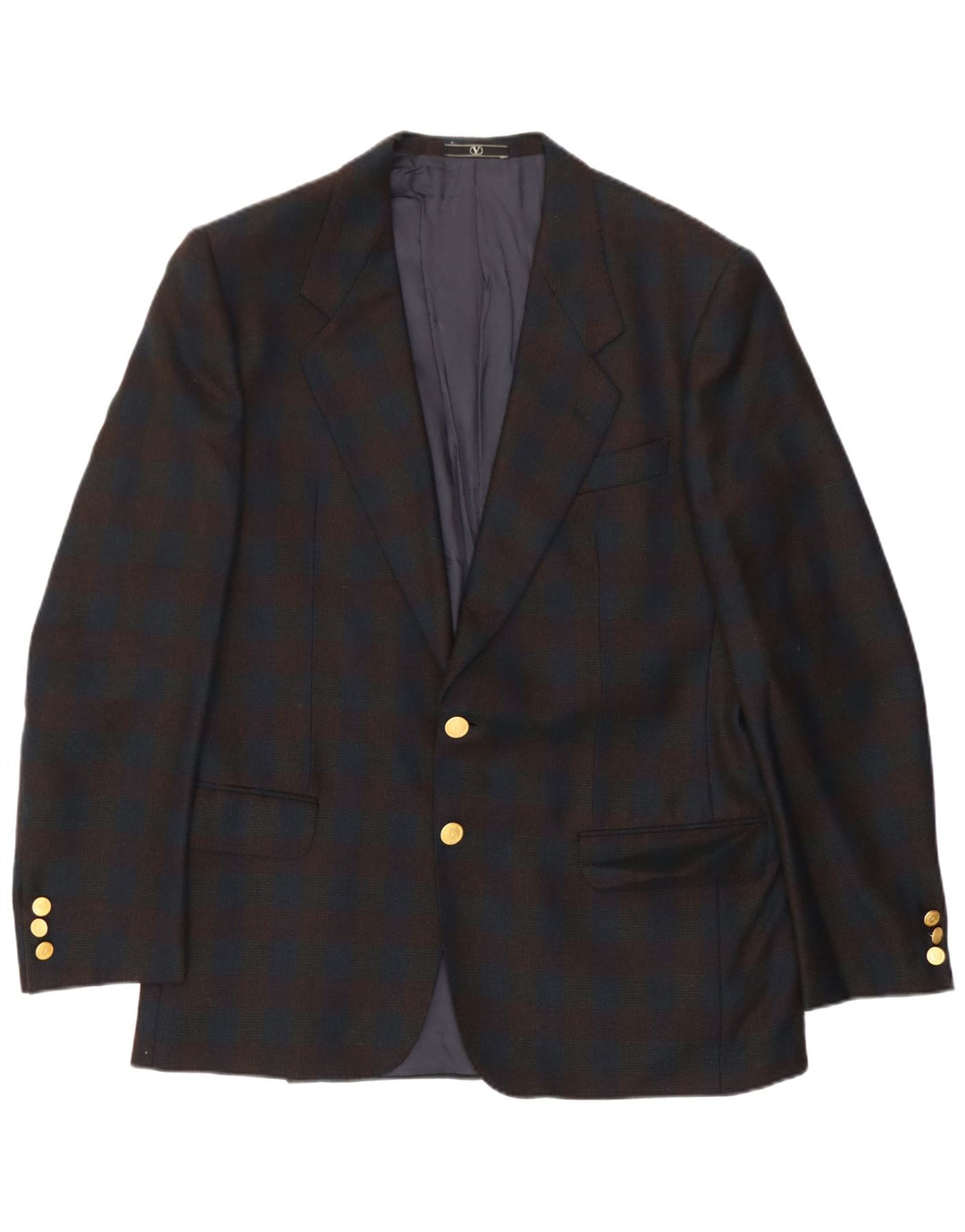 Valentino Herren-Blazer mit 2 Knöpfen, UK 38, mittelblau kariert