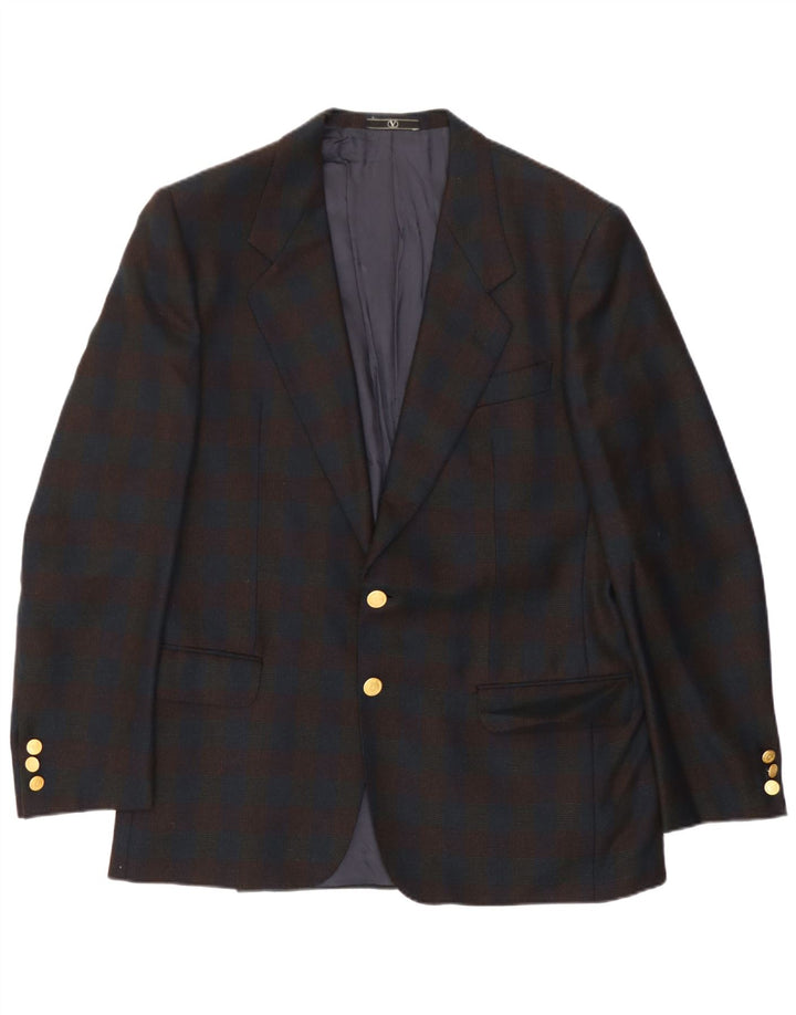 Valentino Herren-Blazer mit 2 Knöpfen, UK 38, mittelblau kariert