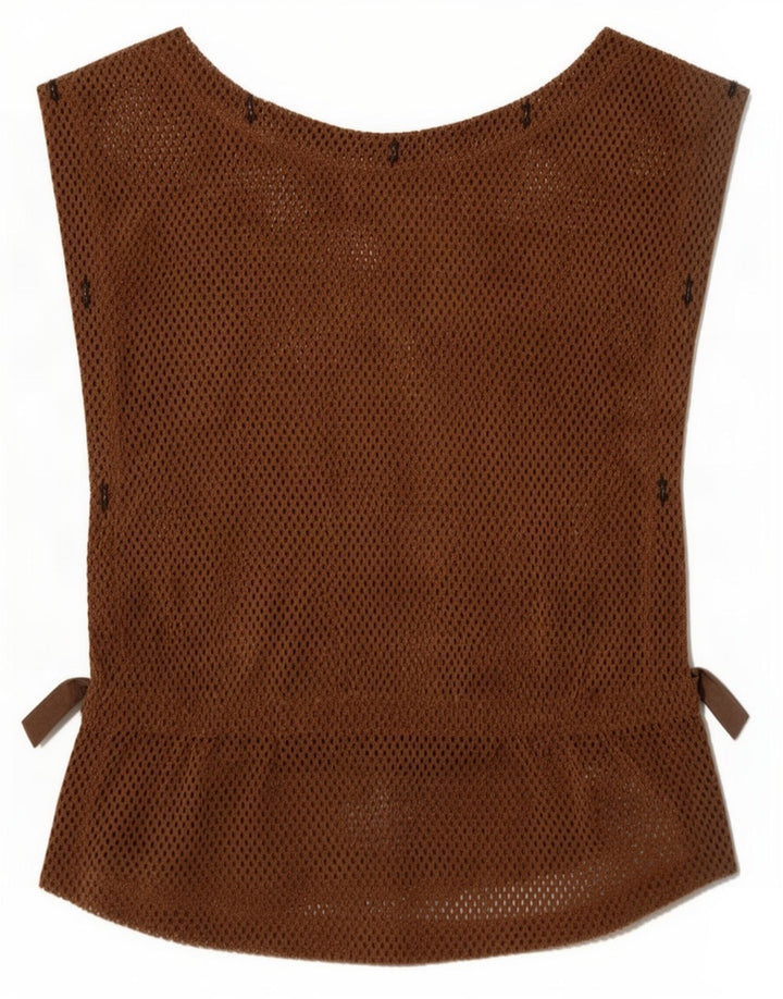 Vintage Damen ärmelloses durchsichtiges Top IT 36 XS Braun