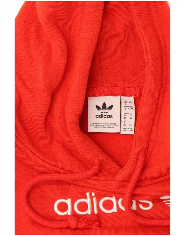 ADIDAS Womens Graphic Oversized Hoodie Pullover UK 8 Small Rote Baumwolle