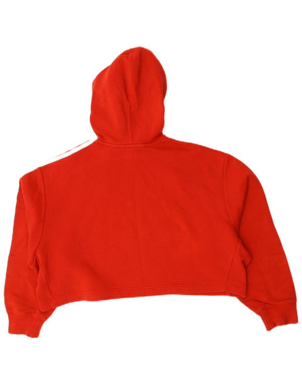 Adidas Damen Crop Oversized Hoodie Pullover UK 10 Small Rote Baumwolle