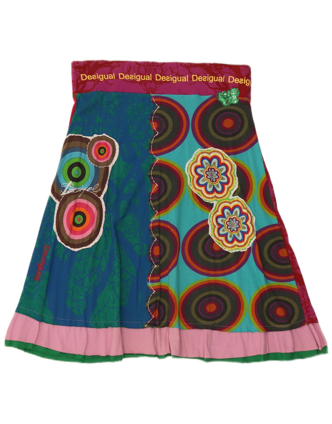 Desigual Damen A-Linien-Rock Medium W30 Mehrfarbige geometrische Baumwolle