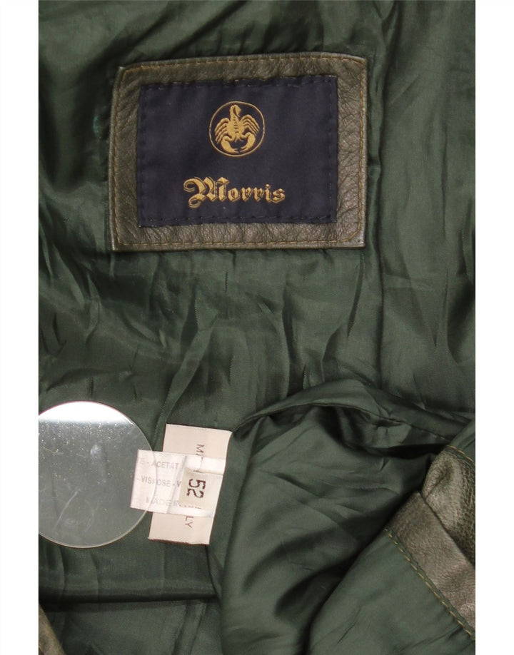 Morris Herren-Lederjacke mit Kapuze, IT 52 XL, grünes Leder