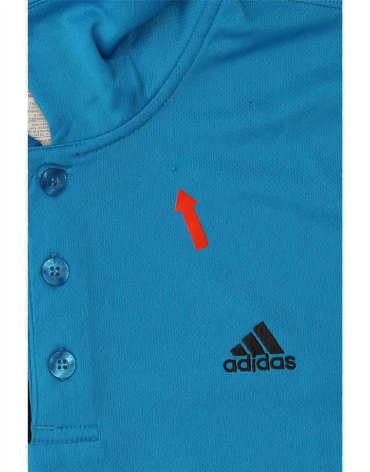 ADIDAS Mens Climalite Polo Shirt Medium Blue Polyester Vintage Adidas and Second-Hand Adidas from Messina Hembry 