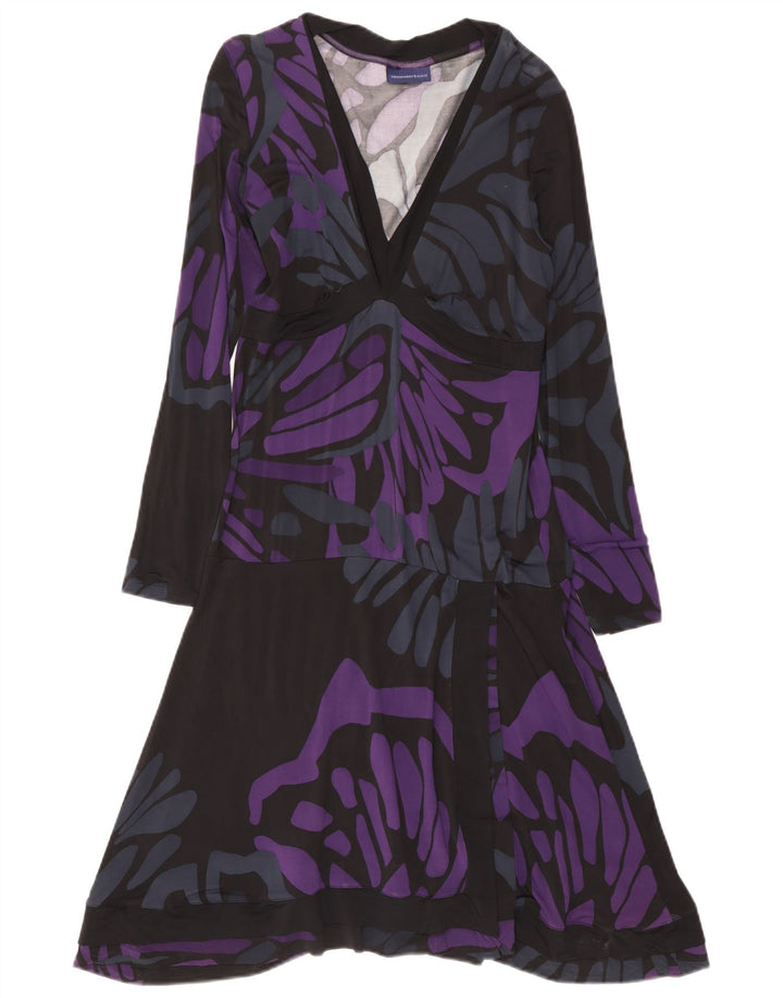 Trussardi Damen-Kleid mit abstraktem Muster, gestuft, IT 46, Größe L, Lila