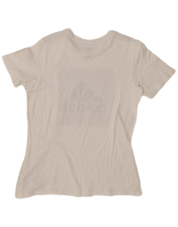 ADIDAS Damen T-Shirt mit normaler Passform, Grafik, US 14/16, Größe L, weiße Baumwolle