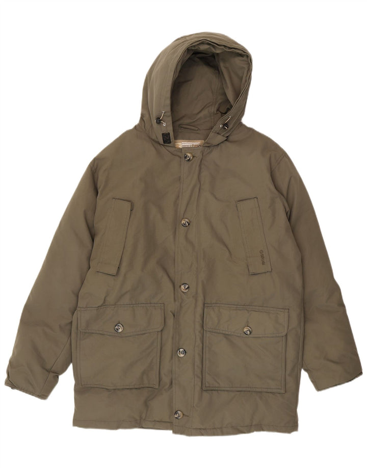 Brugi Herren-Jacke mit Kapuze, gepolstert, UK 40, Größe L, Khaki, Polyamid