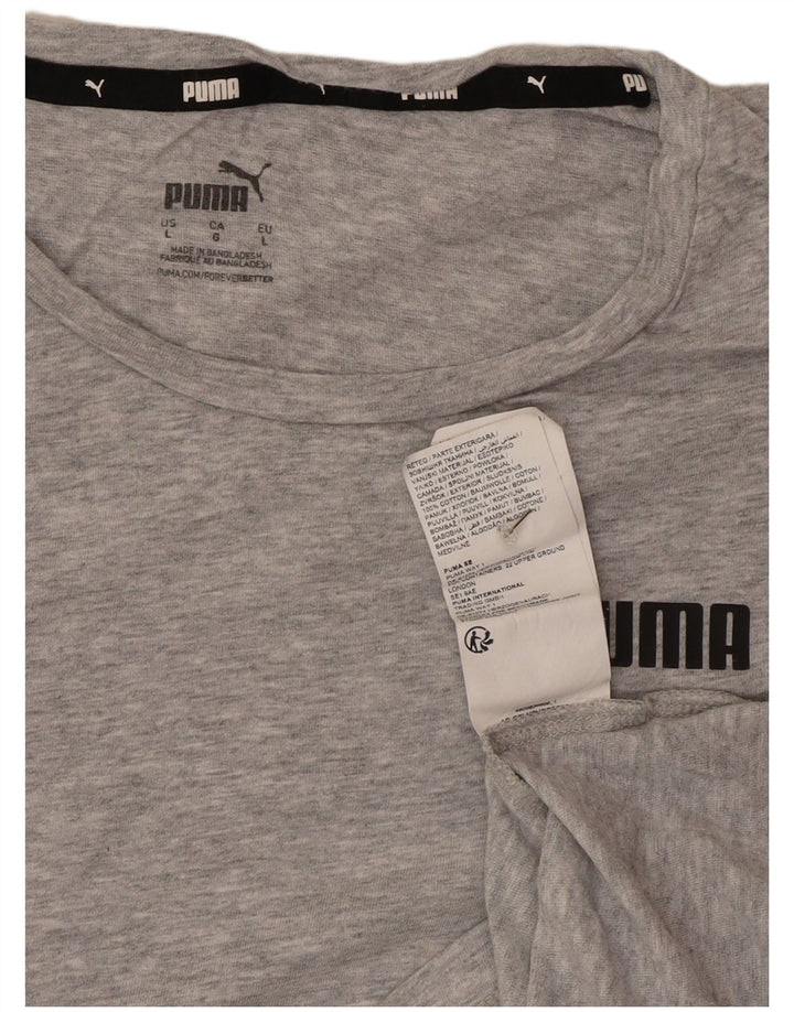 Puma Damen T-Shirt Top UK 16 Large Grau Baumwolle