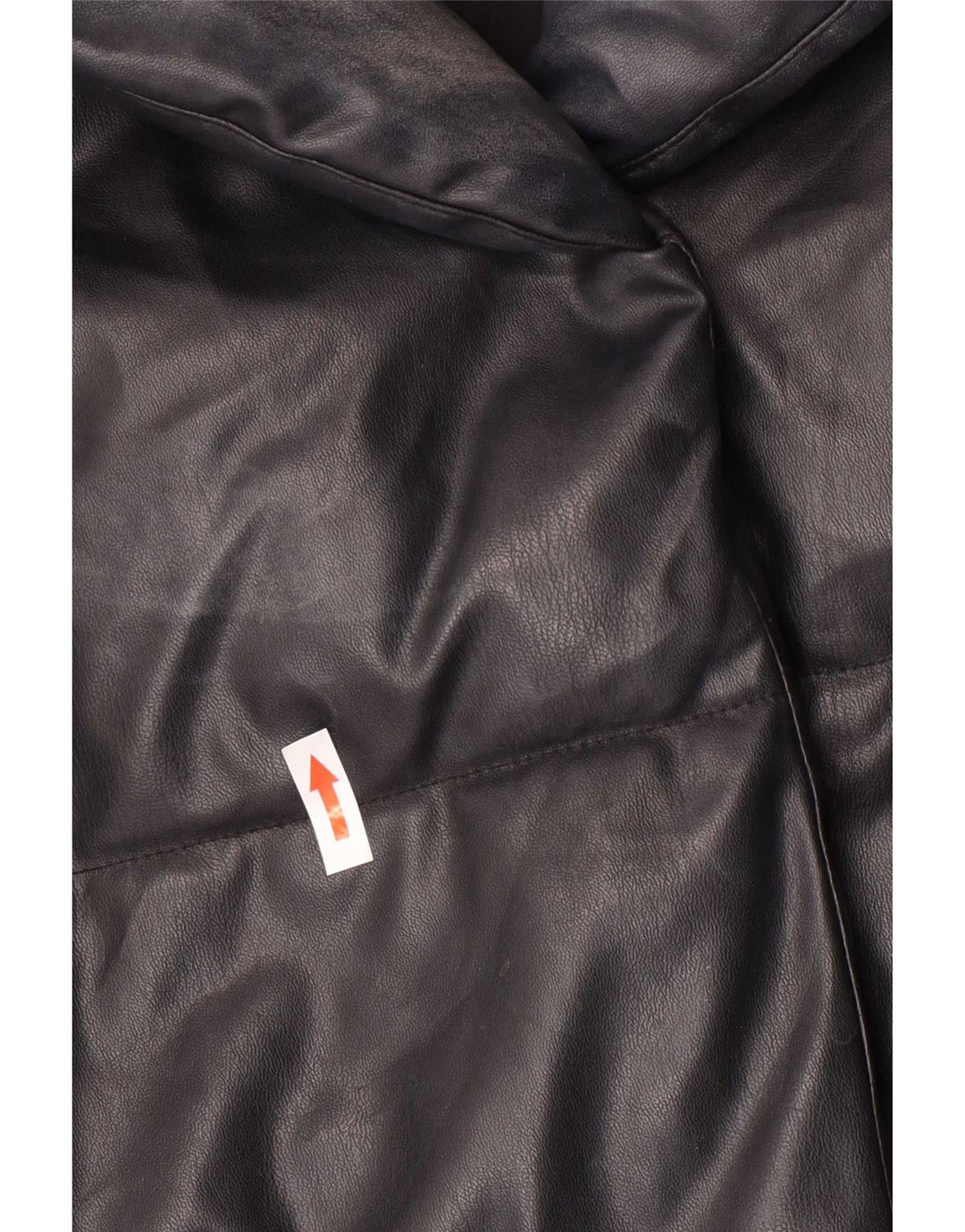 Zara Damen Übergroße gepolsterte Kunstlederjacke UK 6 XS Schwarz Polyurethan