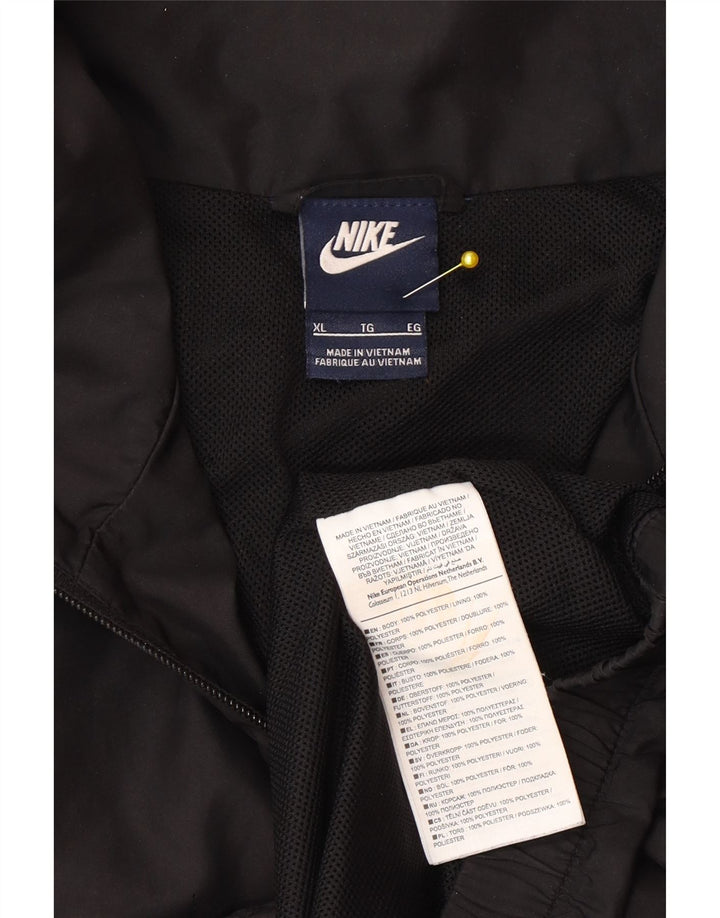 Nike Herren-Trainingsanzugoberteil, XL, schwarzes Farbblock-Polyester