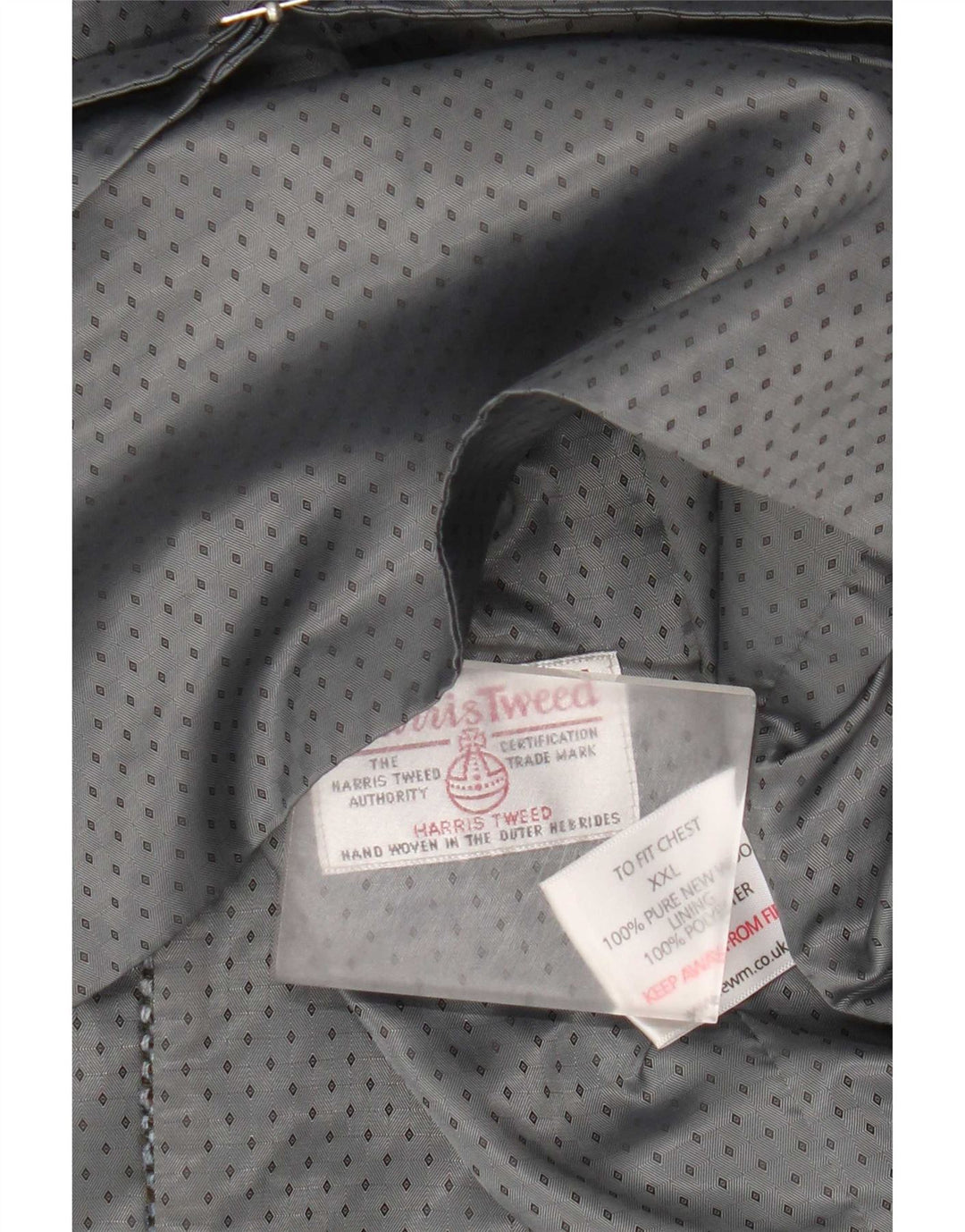 Harris Tweed Herren Weste 2XL Graue Schurwolle