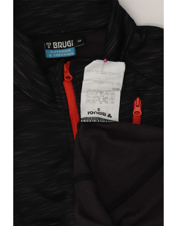 Brugi Herren-Sweatshirt mit Reißverschluss am Hals, klein, schwarz gesprenkeltes Polyester