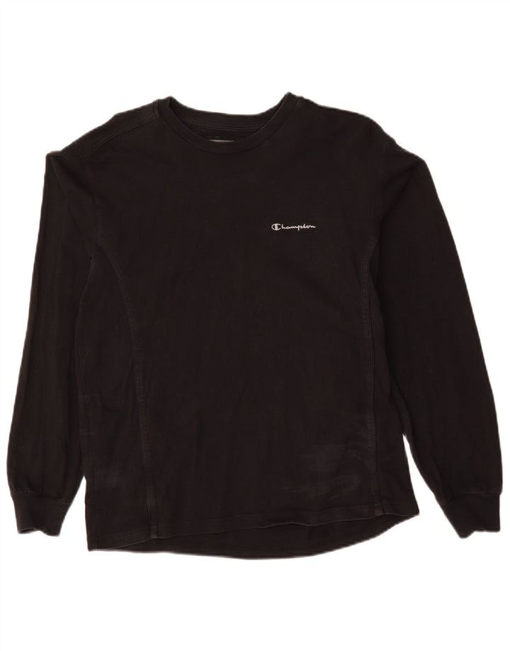 Champion Damen-Sweatshirt-Pullover UK 14 Mittelschwarze Baumwolle