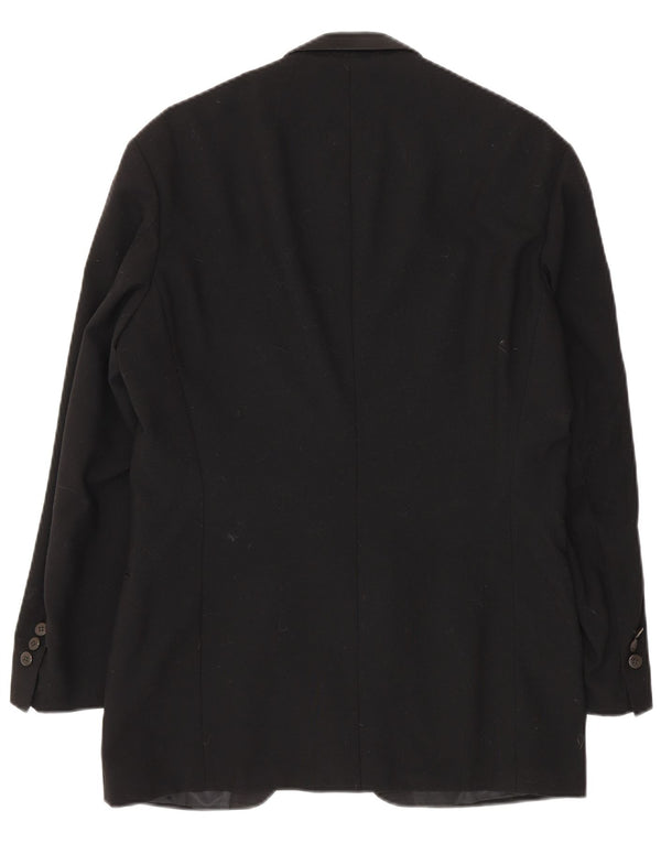TLAPA Mens 1 Button Blazer Jacket UK 38 Medium Black Virgin Wool