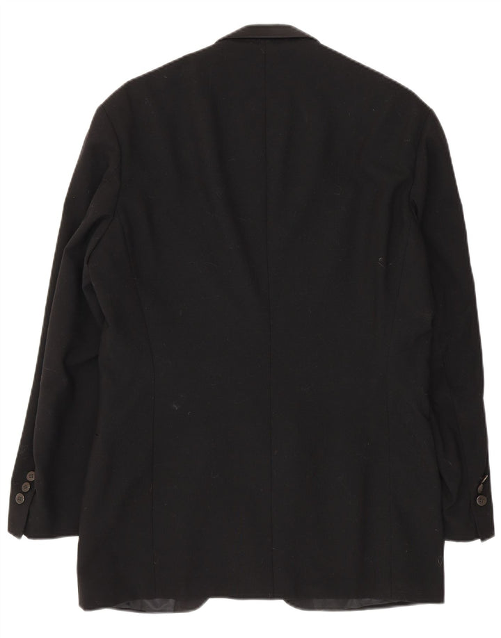 TLAPA Herren-Blazer mit 1 Knopf, UK 38, mittelschwarze Schurwolle