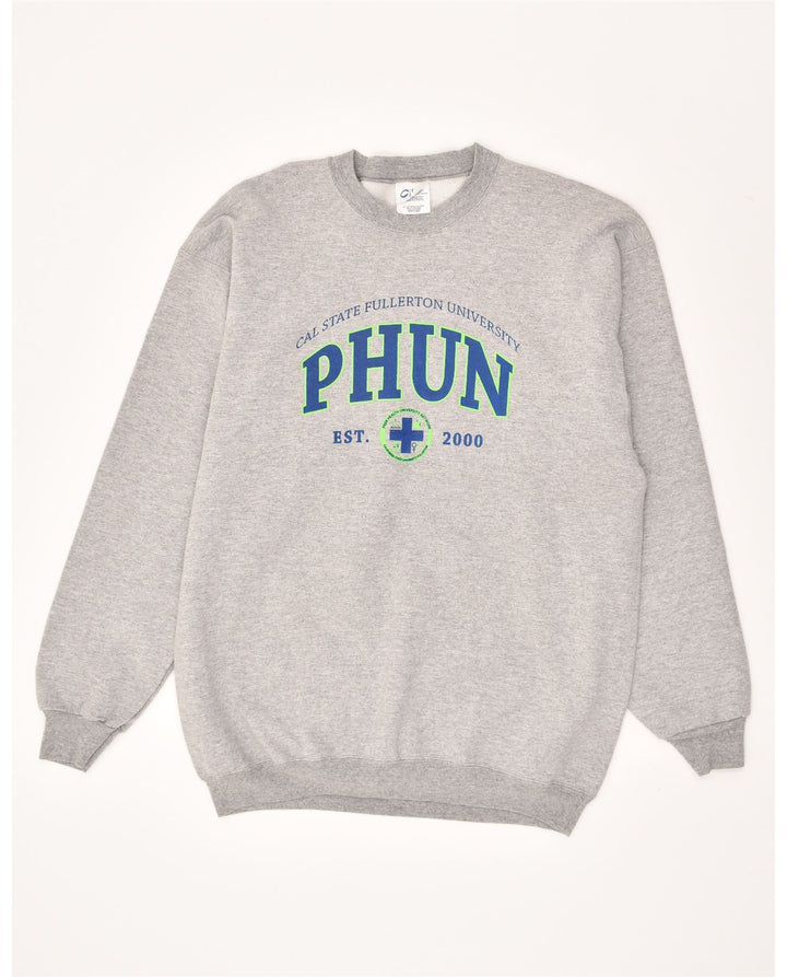 VINTAGE Mens Graphic Sweatshirt Jumper Large Grey Cotton Vintage Vintage and Second-Hand Vintage from Messina Hembry 