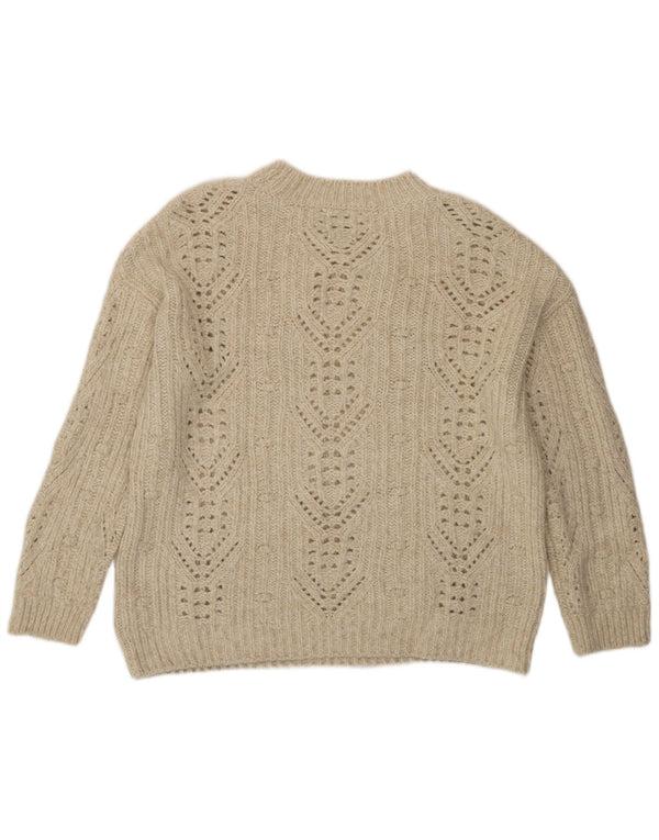 Massimo Dutti Damen-Pullover mit Rundhalsausschnitt, Gr. 42, Größe L, gebrochenes Weiß