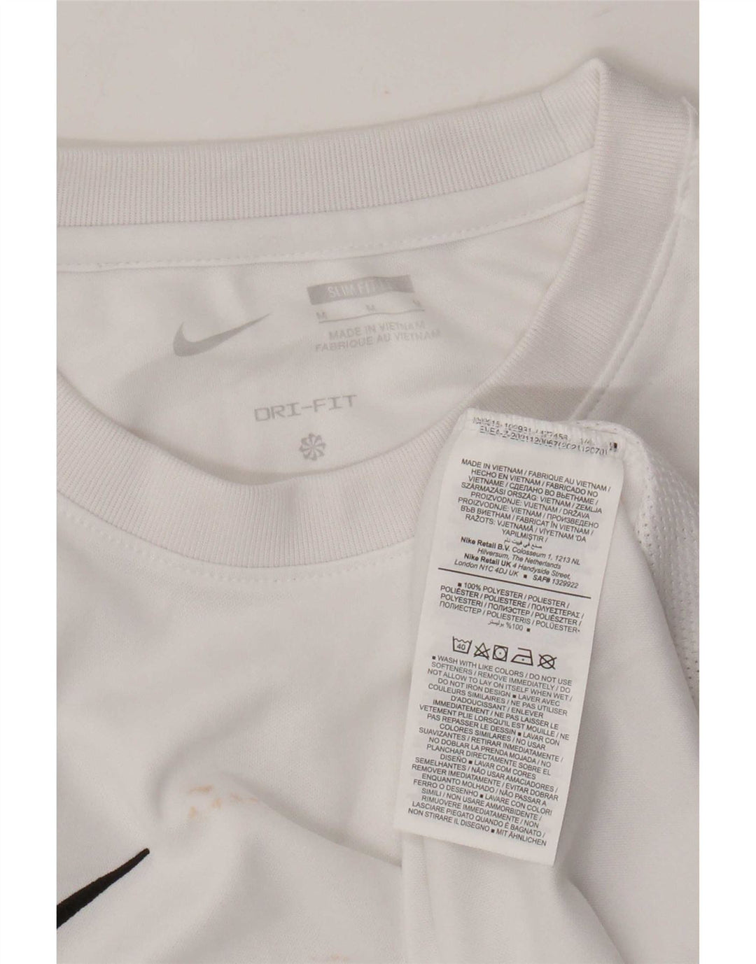 Nike Herren Dri Fit Slim T-Shirt Top Mittelweißes Polyester