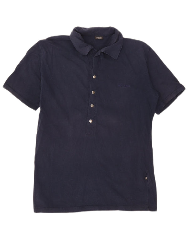 Ferre Damen Poloshirt UK 18 XL Marineblau Baumwolle