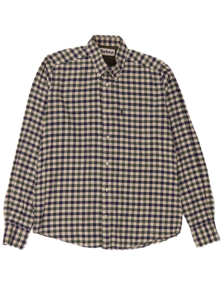 Barbour Tailored Fit Flanellhemd für Herren aus mittelblauer Gingham-Baumwolle