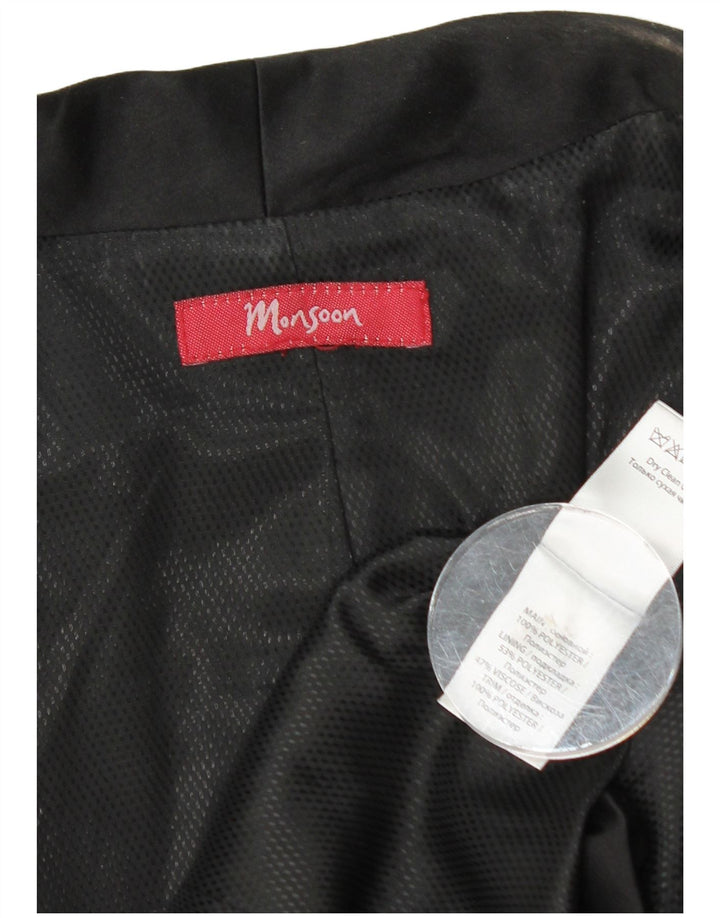 MONSOON Damen Crop Open Blazer Jacke UK 10 Small Schwarz Polyester