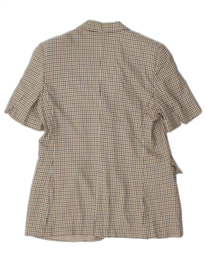 AQUASCUTUM Womens 3 Button Blazer Jacket IT 48 XL Beige Houndstooth Vintage Aquascutum and Second-Hand Aquascutum from Messina Hembry 
