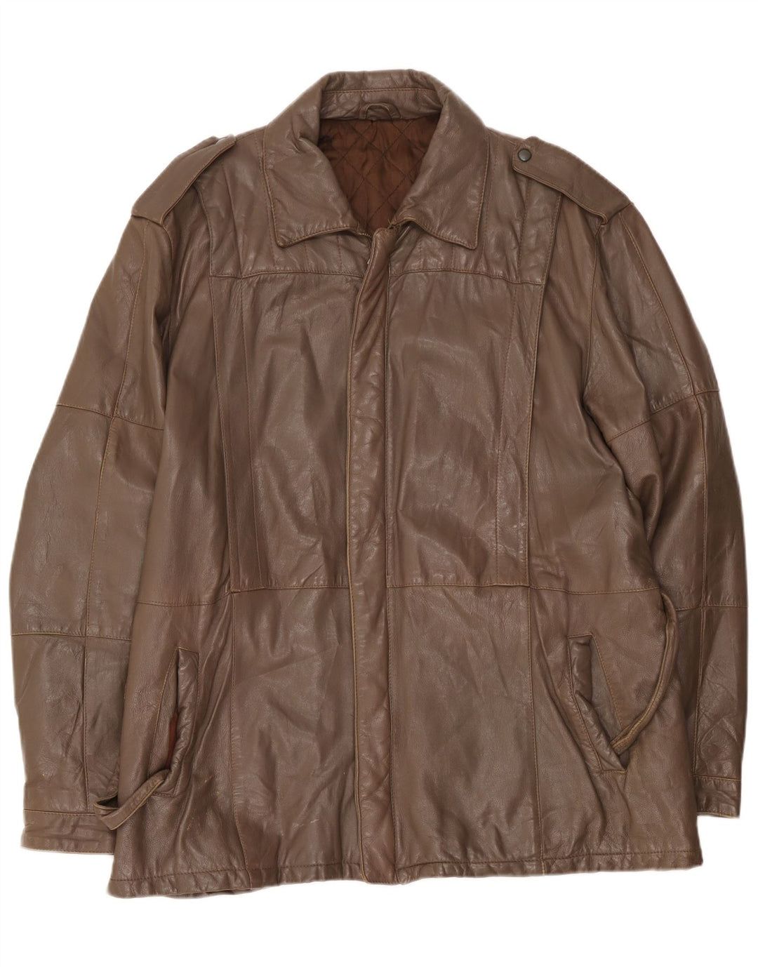 Vintage Herren Militärlederjacke UK 40 Large Braun
