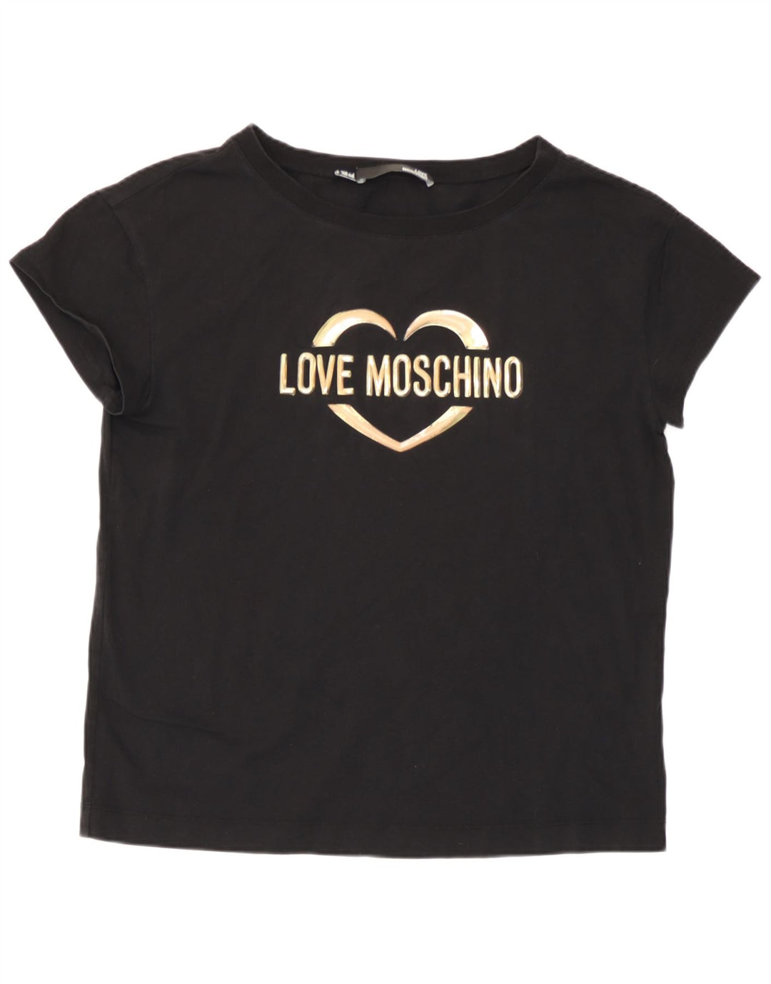 Moschino Damen Grafik-T-Shirt-Oberteil UK 14 Large Schwarz