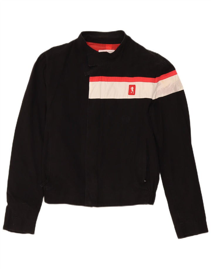 Bikkembergs Damen Bomberjacke UK 14 Mittelschwarze Colourblock-Baumwolle
