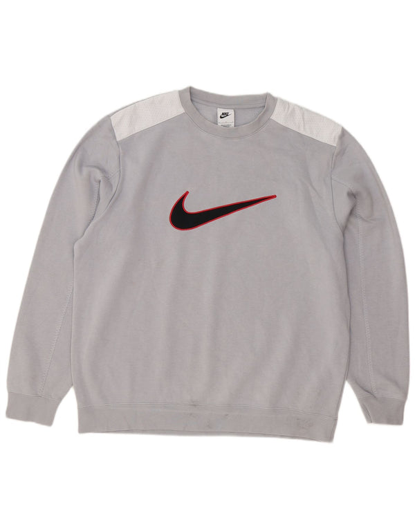 Nike Herren-Sweatshirt mit Grafik, groß, graues Colourblock-Polyester