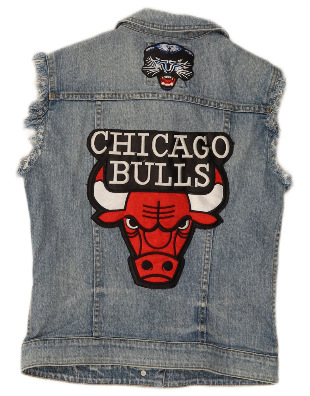 ESPRIT Damen Chicago Bulls Graphic Denim Gilet UK 12 Mittelblaue Baumwolle
