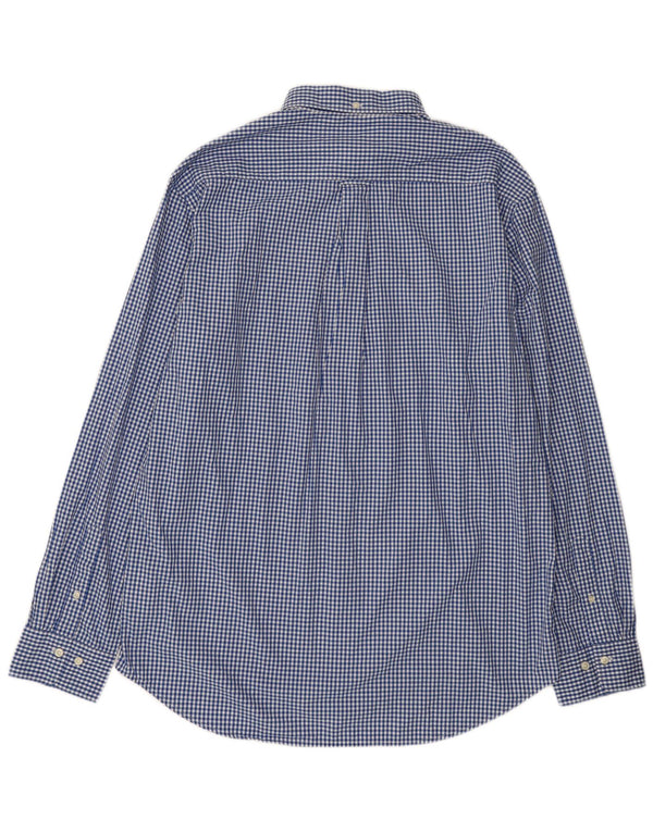 Gant Herren-Hemd mit normaler Passform, Größe 43/44, 17 1/2 XL, blaue Gingham-Baumwolle