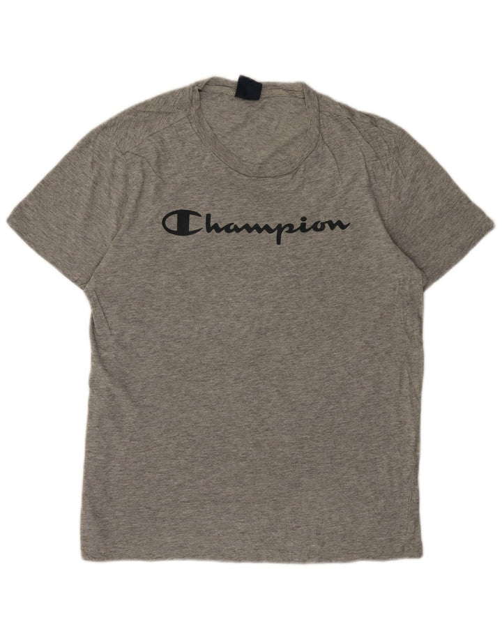 Champion Herren Grafik-T-Shirt-Oberteil Mittelgrau meliert