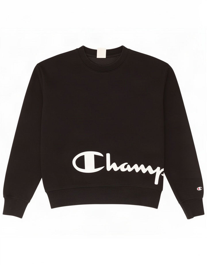 Champion Womens Graphic Sweatshirt Jumper UK 14 Medium Black