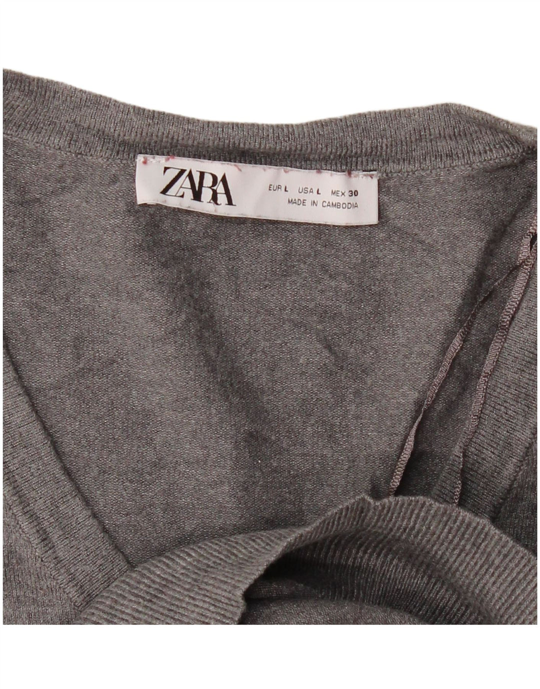 Zara Damen-Pullover mit V-Ausschnitt, Gr. 42, Größe L, Grau