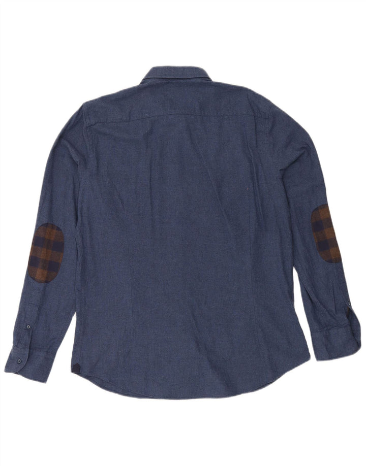 Massimo Dutti Herrenhemd, groß, marineblau, Baumwolle