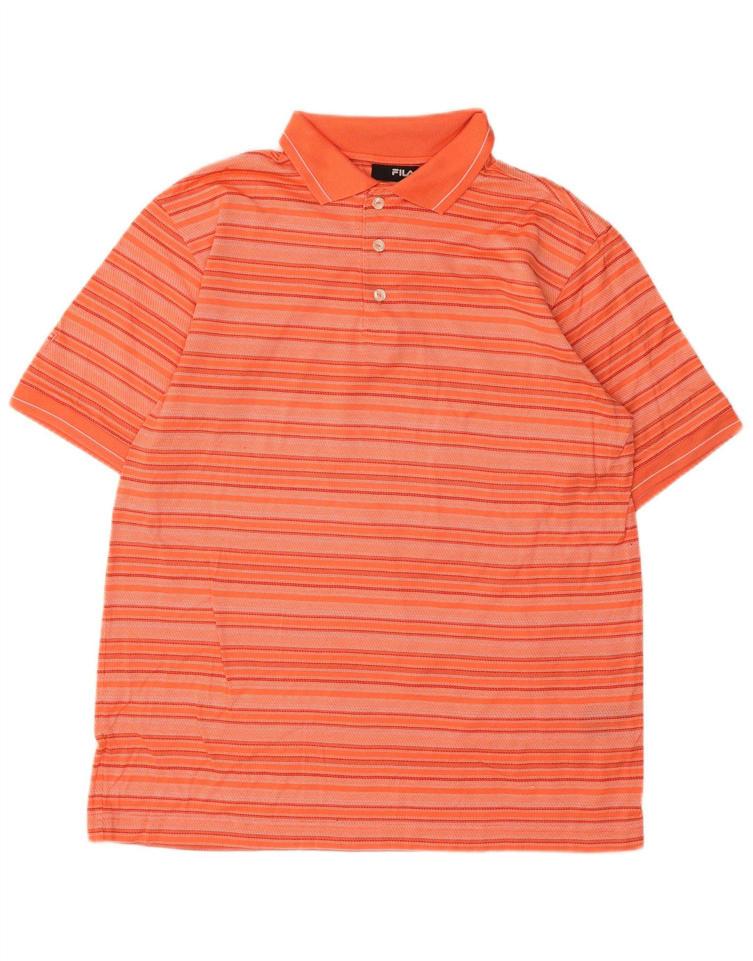 FILA Mens Polo Shirt Medium Orange Striped Cotton