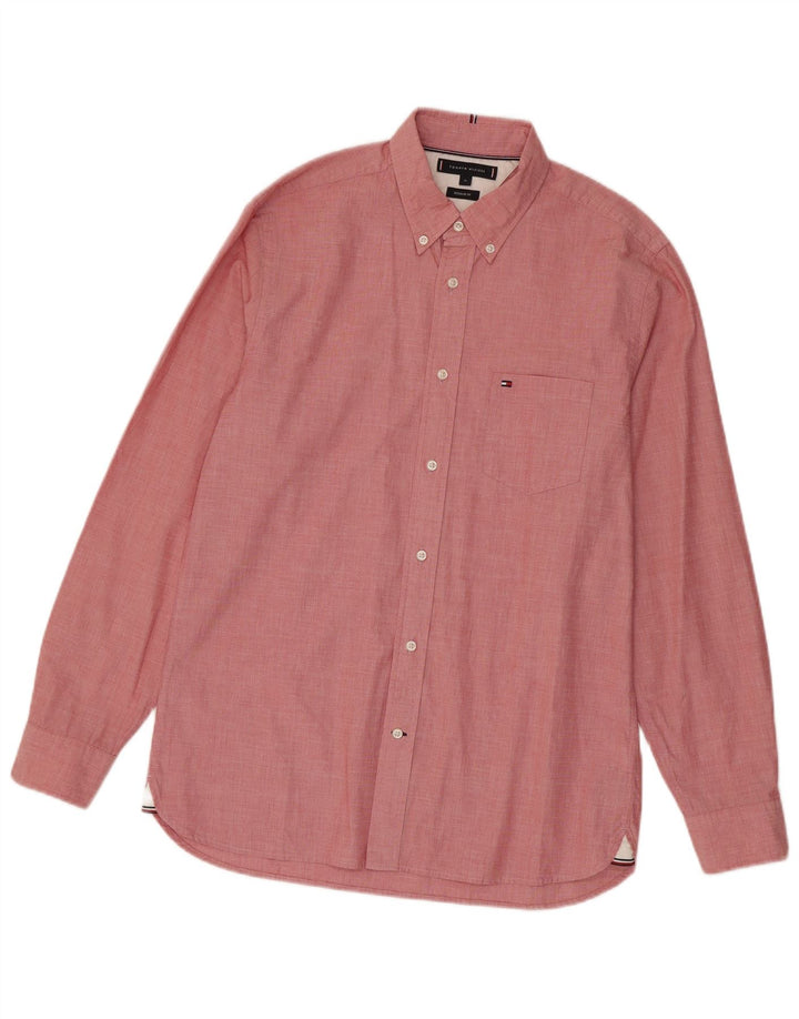Tommy Hilfiger Herren-Hemd mit normaler Passform, Mittelrosa aus Baumwolle