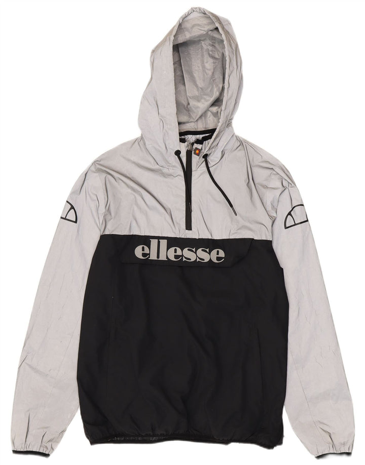 Ellesse Herren-Regenjacke mit grafischer Kapuze, UK 40, Größe L, Schwarz, Farbblock