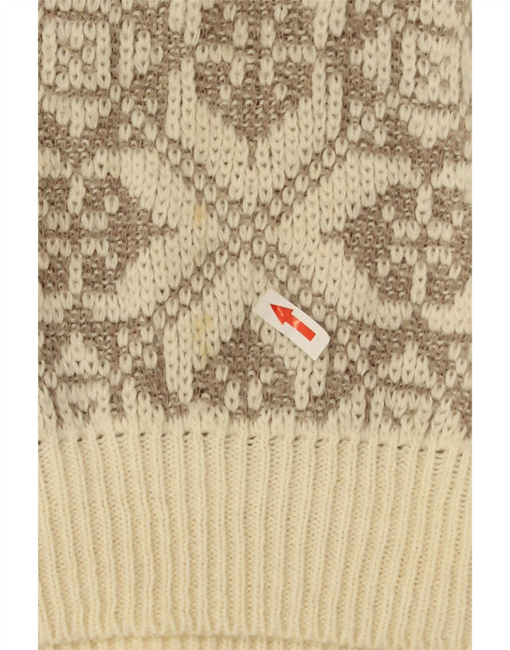 Ciao Herren-Pullover mit Rundhalsausschnitt, XL, beige, geometrische Wolle