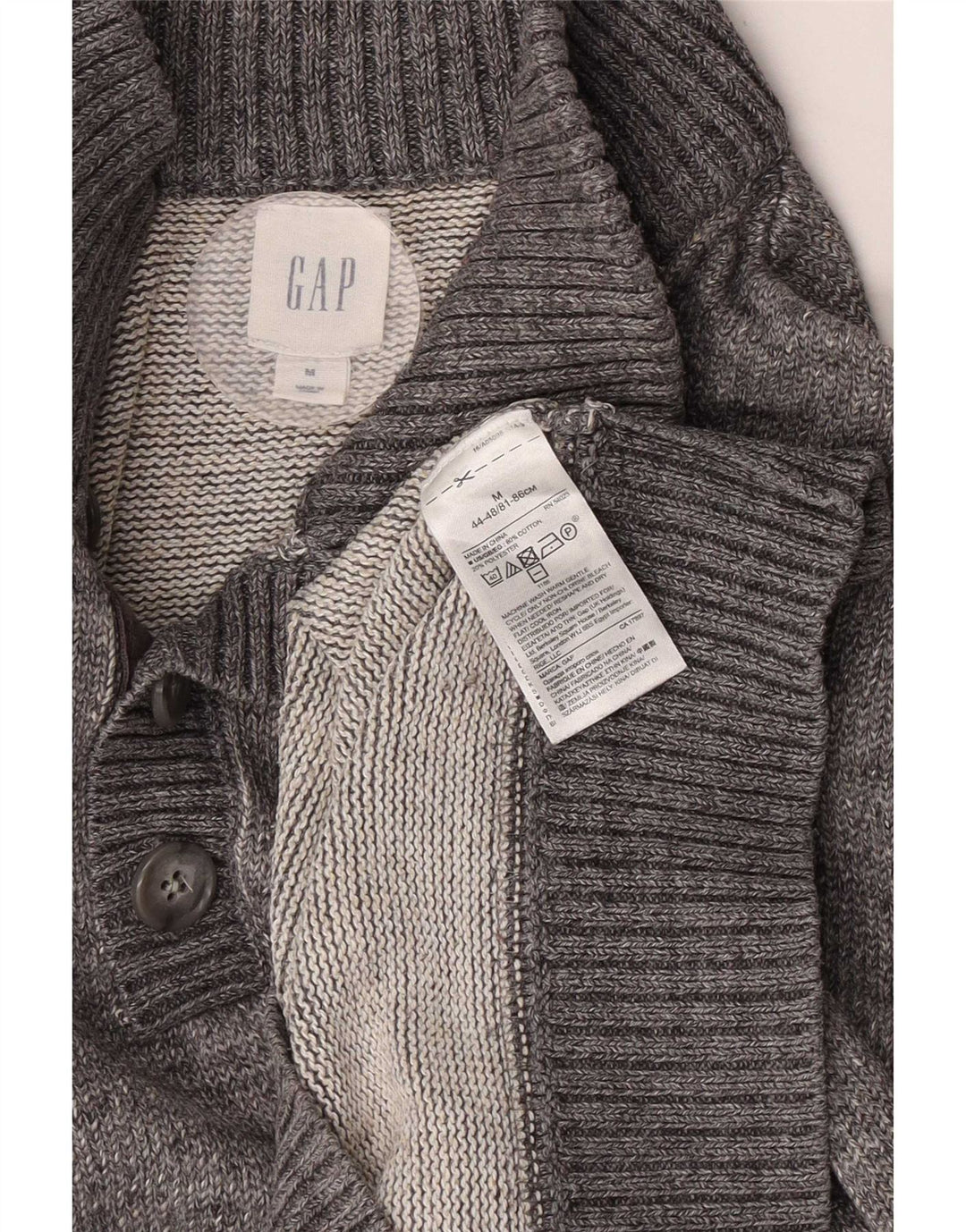 Gap Herren-Sweatshirt mit Knopfkragen, mittelgrau gesprenkelte Baumwolle