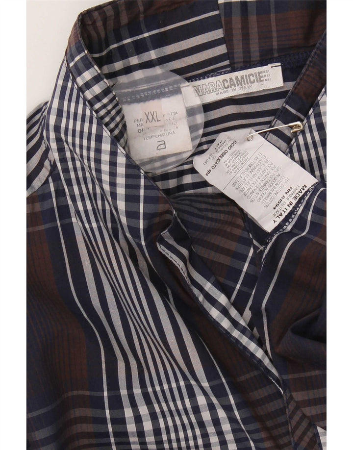 Naracamicie Herrenhemd 2XL Marineblau kariert Baumwolle