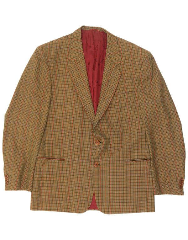 Brooksfield Herren-Blazer mit 2 Knöpfen, IT 52 XL, grüne Gingham-Wolle