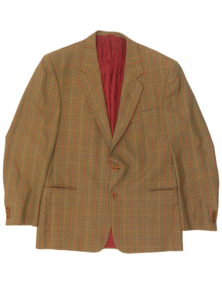 Brooksfield Herren-Blazer mit 2 Knöpfen, IT 52 XL, grüne Gingham-Wolle