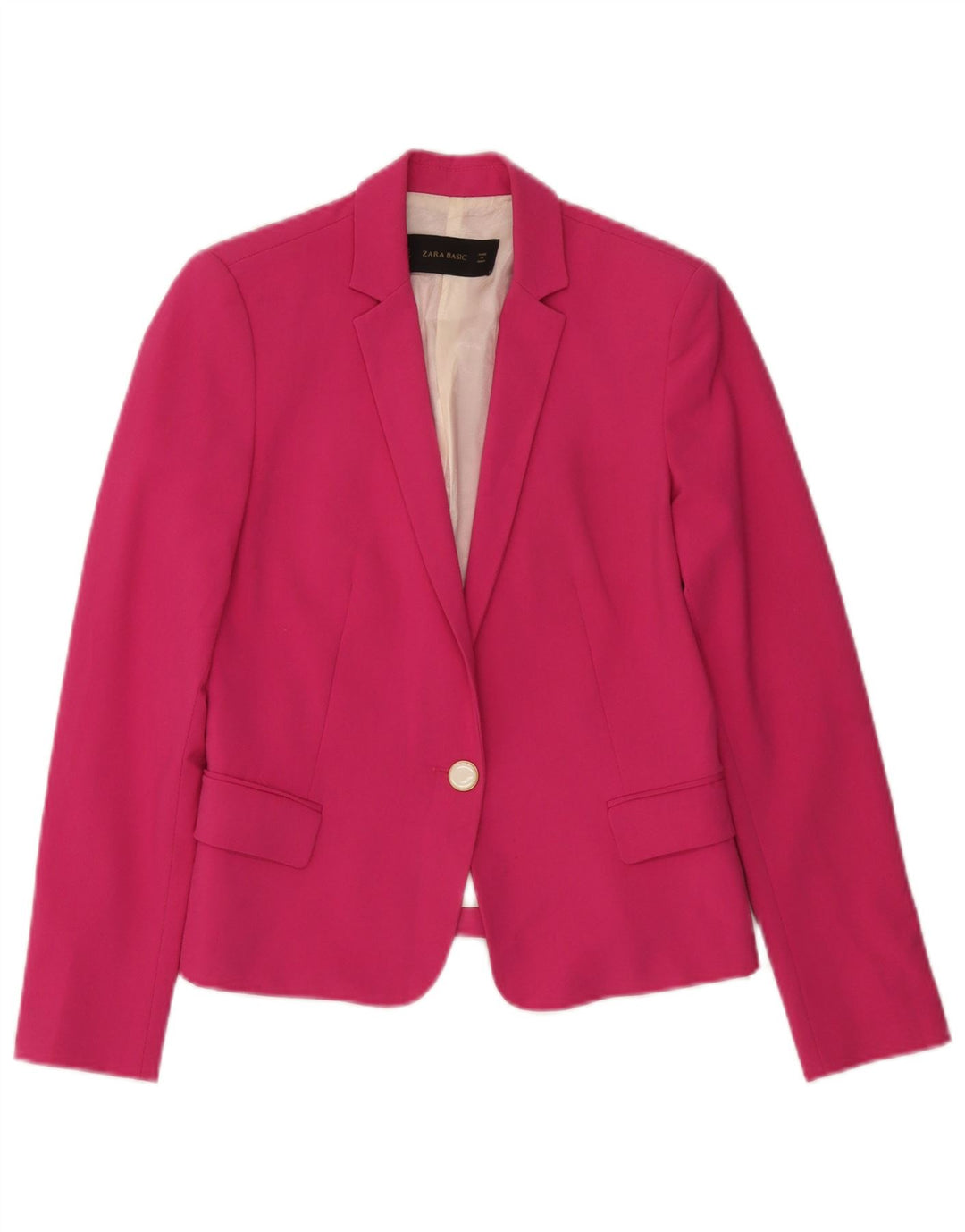 Zara Damen 1-Knopf-Blazerjacke UK 10 Small Pink Polyester